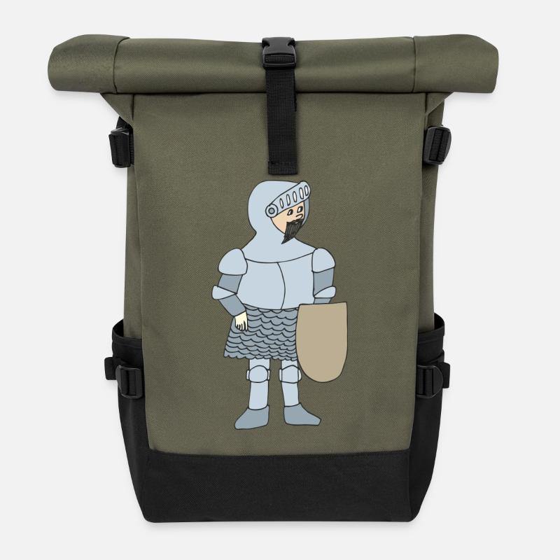 Ritter im mittelalterlichen Stil - Rolltop Rucksack - Olive/Schwarz