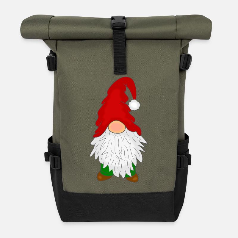 Wichtel mit Bart - Rolltop Rucksack - Olive/Schwarz