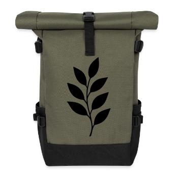 Zweig mit Blättern Silhouette - Rolltop Rucksack - Olive/Schwarz - Vorne