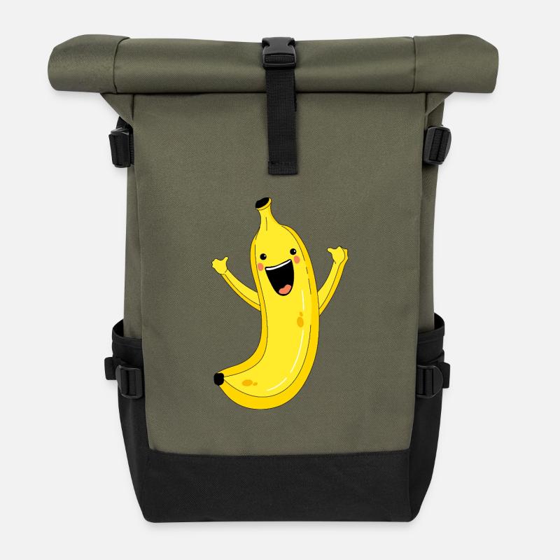 Glück und banane - Rolltop Rucksack - Olive/Schwarz