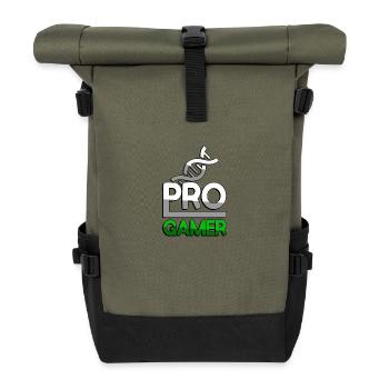 PRO GAMER (Grün) + DNA - Gaming - Rolltop Rucksack - Olive/Schwarz - Vorne
