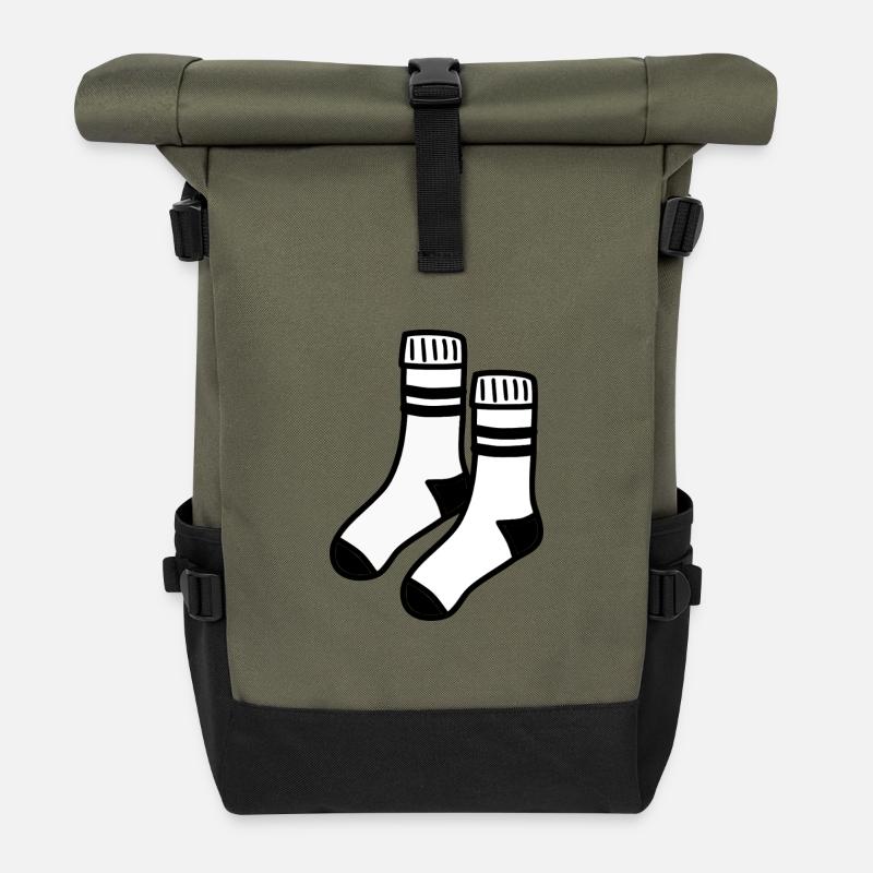 Weiße Socken - Rolltop Rucksack - Olive/Schwarz