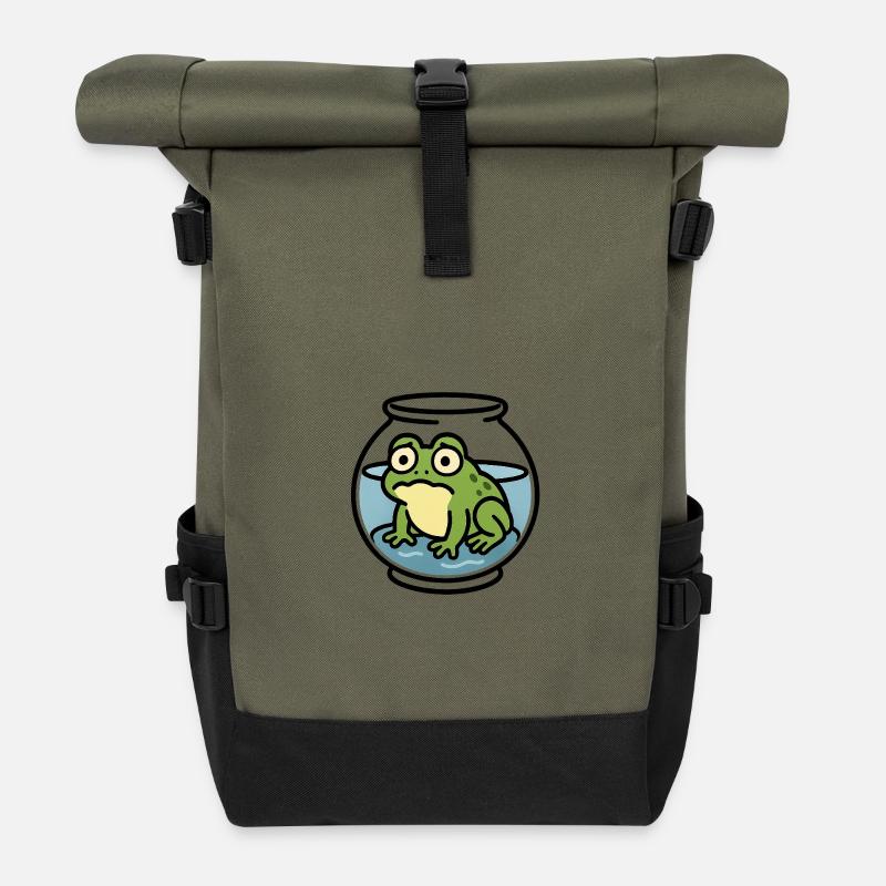 Grenouille dans un bol - Sac à dos roll top - olive/noir