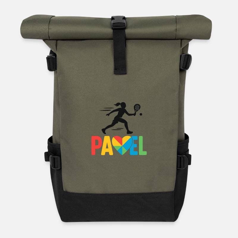 Padel Heart Colors Logo - Roll Top Backpack - olive/black