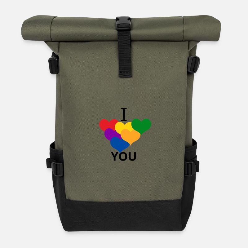 LIEBE DICH 1 - Rolltop Rucksack - Olive/Schwarz