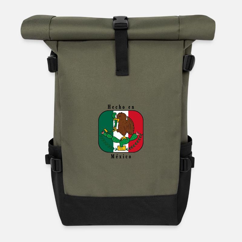 Hecho_en_México escudo - Rolltop Rucksack - Olive/Schwarz