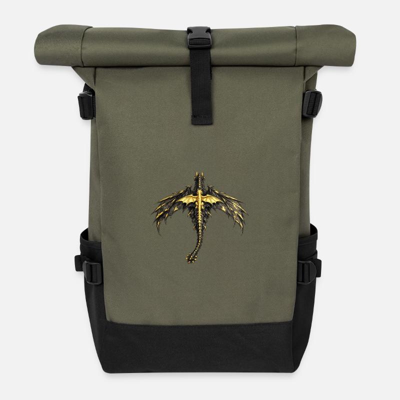 Fourth Wing Dragons - Rolltop Rucksack - Olive/Schwarz