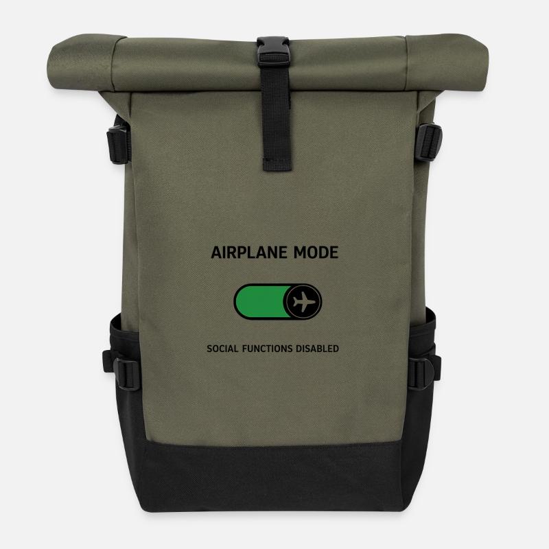 AIRPLANE MODE | Social Functions Disabled - Roll Top Backpack - olive/black