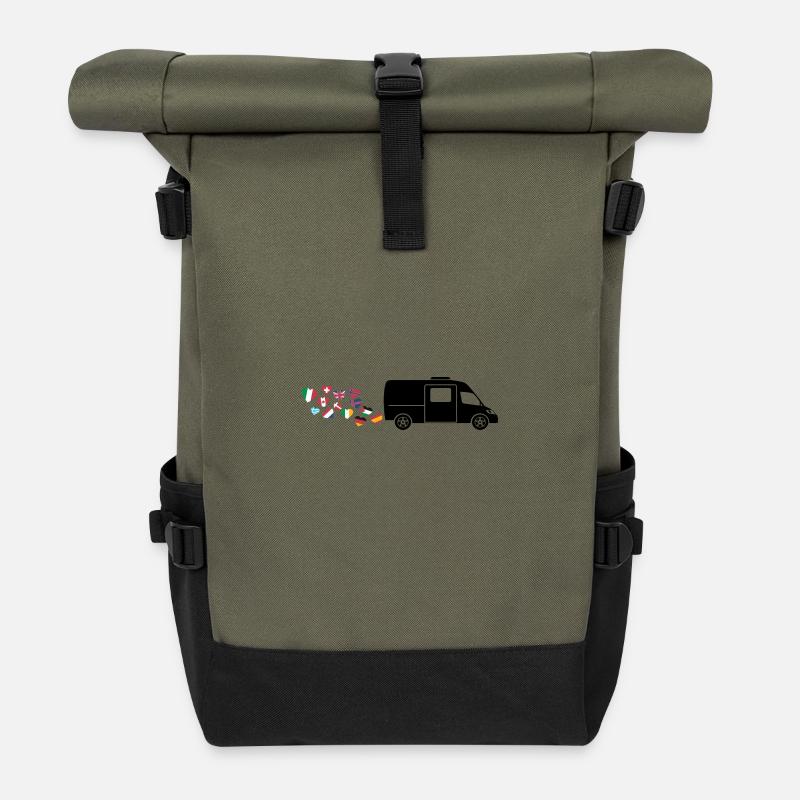 Road trip lover van - Roll Top Backpack - olive/black
