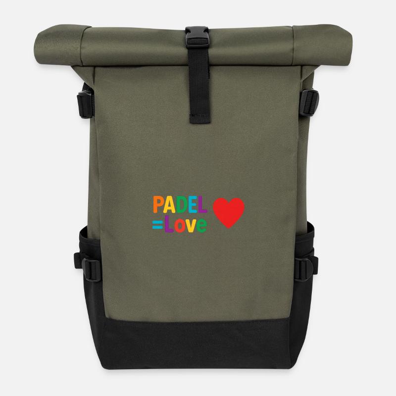 Padel Love Heart - Roll Top Backpack - olive/black