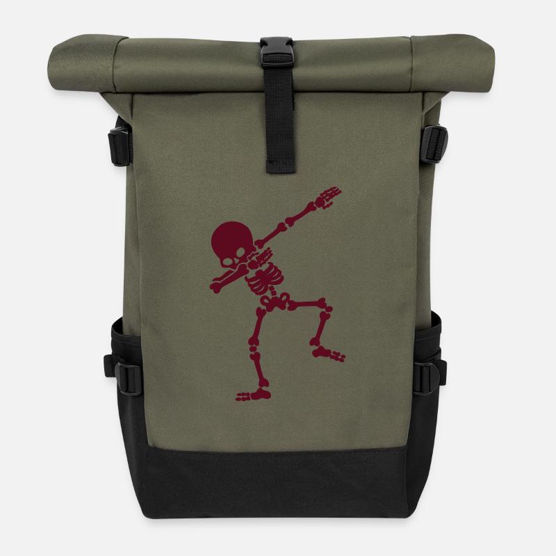 Skeleton mind - Roll Top Backpack - olive/black