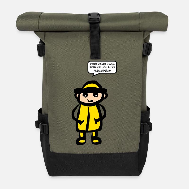 Stick Figure émigration de pluie météo - Sac à dos roll top - olive/noir