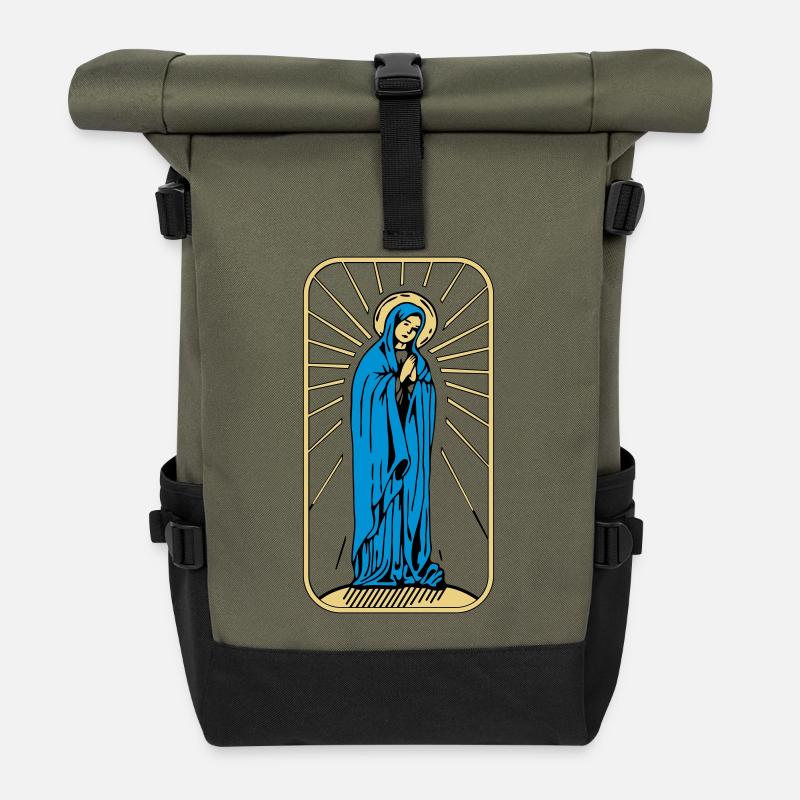 Heilige Maria ohne Hintergrund - Rolltop Rucksack - Olive/Schwarz