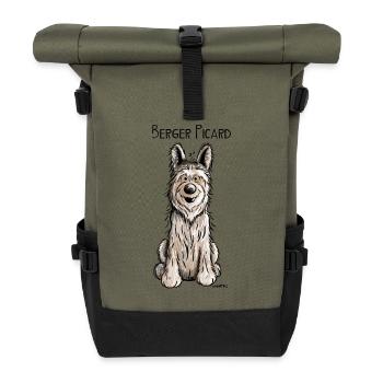 Lustiger Berger Picard -.Hund - Dog - Comic - Rolltop Rucksack - Olive/Schwarz - Vorne
