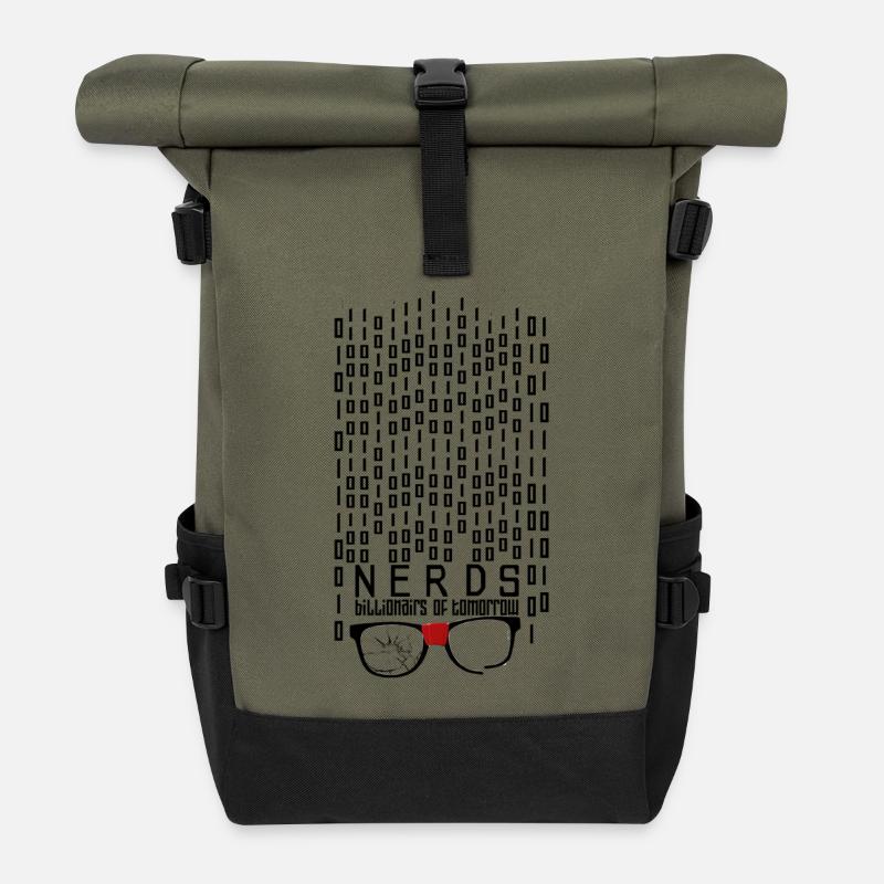 Nerdy Billionär - Rolltop Rucksack - Olive/Schwarz