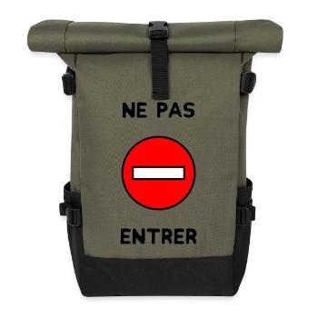 PANNEAU. NE PAS ENTRER. DANGER. HUMOUR. DRÔLE - Sac à dos roll top - olive/noir - Devant