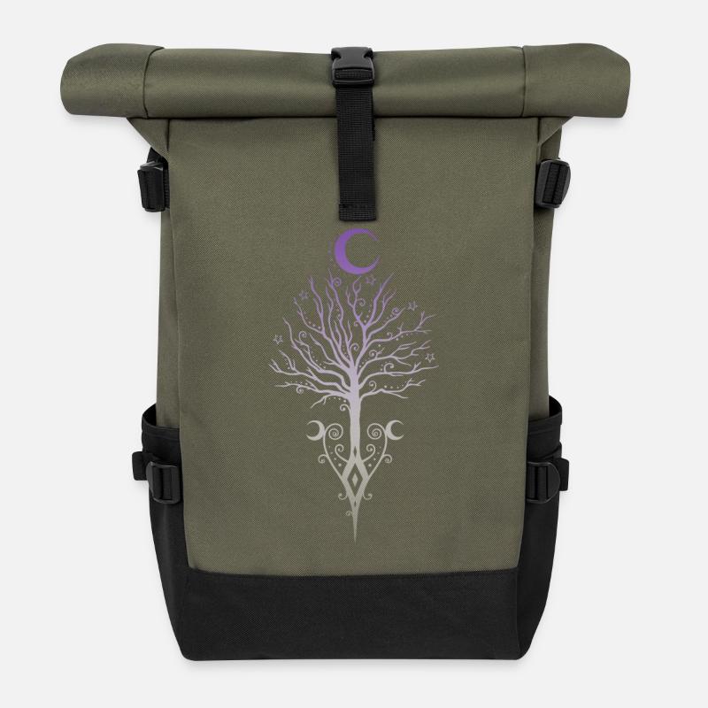 Okkulter Mondbaum Dunkler Herbst - Rolltop Rucksack - Olive/Schwarz