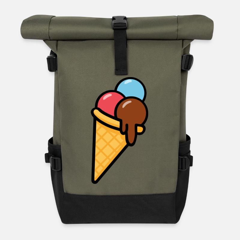 Glace logo - Roll Top Backpack - olive/black