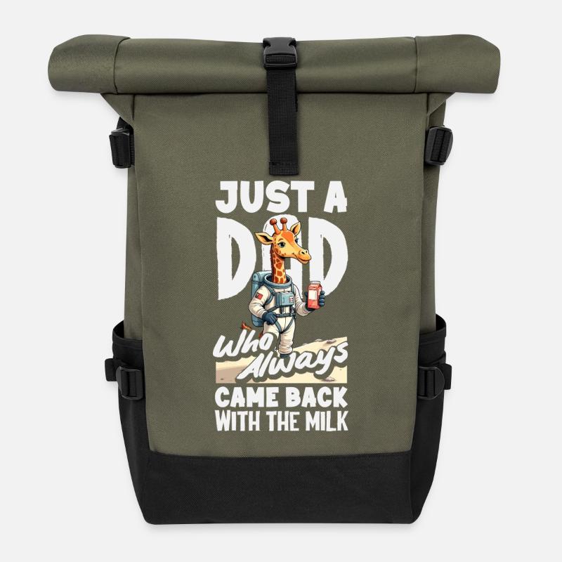 Papa est revenu avec du lait. Astronaute. - Sac à dos roll top - olive/noir