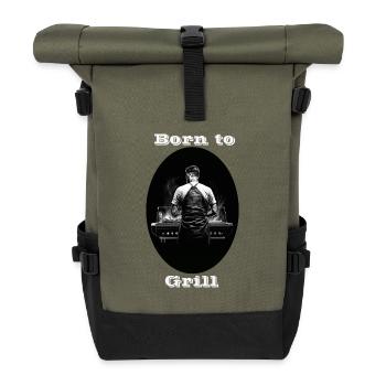 Born to Grill weiß - Rolltop Rucksack - Olive/Schwarz - Vorne