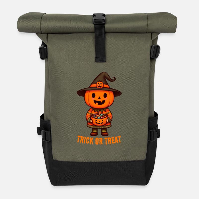 Süßes oder Saures, Halloween - Rolltop Rucksack - Olive/Schwarz