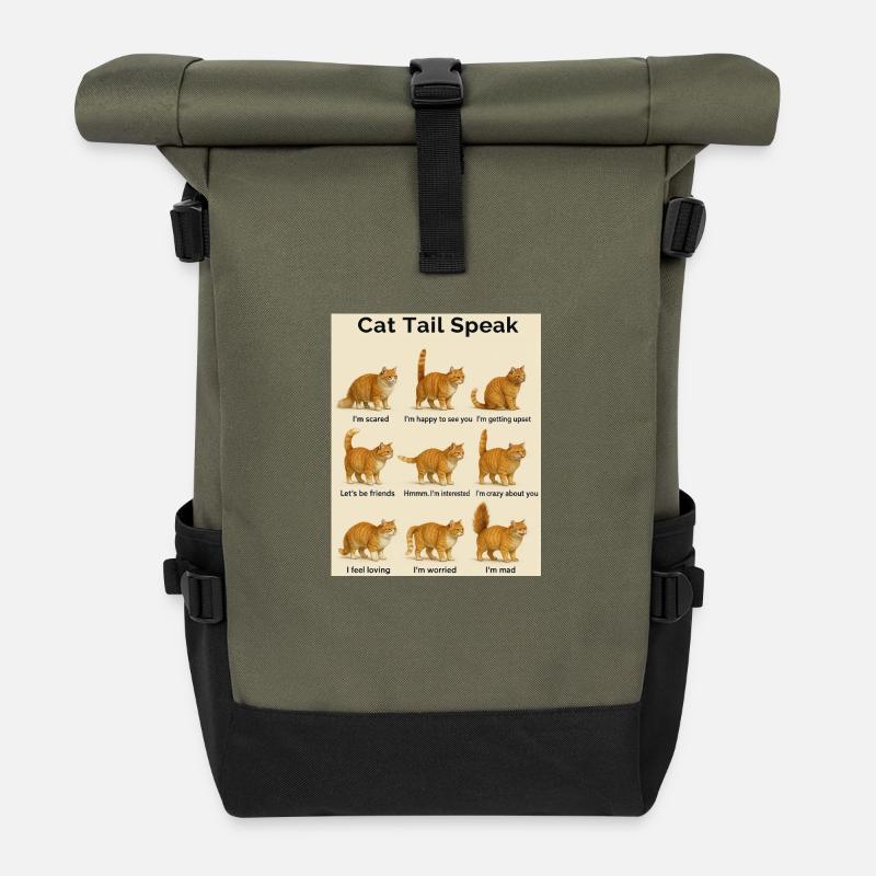 Cat - Roll Top Backpack - olive/black