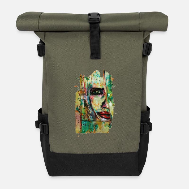 Joanna - Rolltop Rucksack - Olive/Schwarz