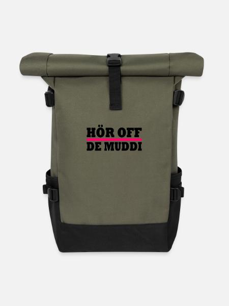 Hör auf die mutti - Rolltop Rucksack - Olive/Schwarz