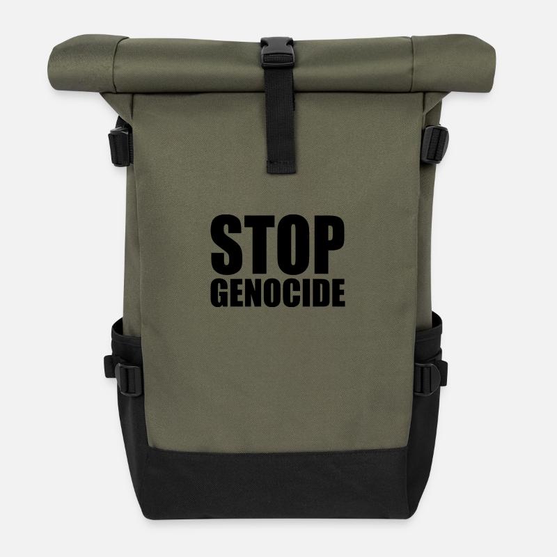 Stop genocide - Sac à dos roll top - olive/noir