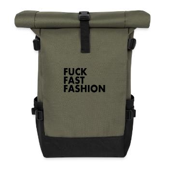 Fuck fast fashion - Sac à dos roll top - olive/noir - Devant