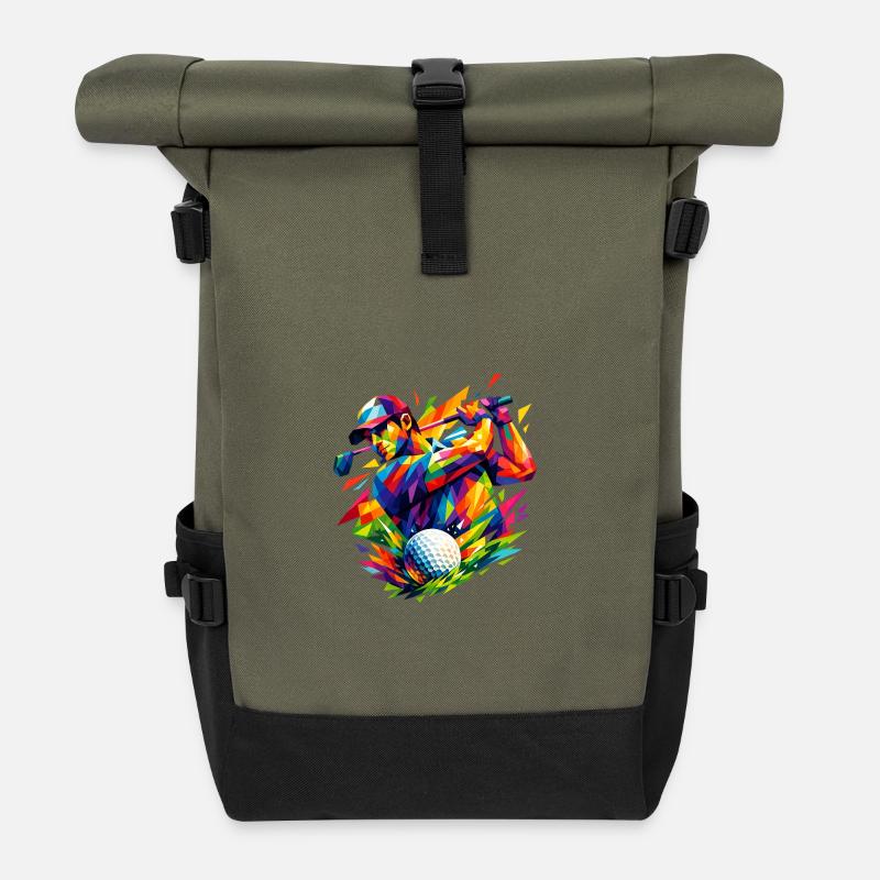 Farbexplosion in Golfschlägen - Rolltop Rucksack - Olive/Schwarz