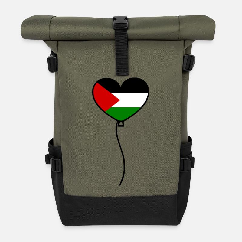 Free palestine - Roll Top Backpack - olive/black