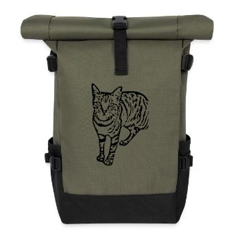 chat noir chat chaton doux cadeau de Noël - Sac à dos roll top - olive/noir - Devant