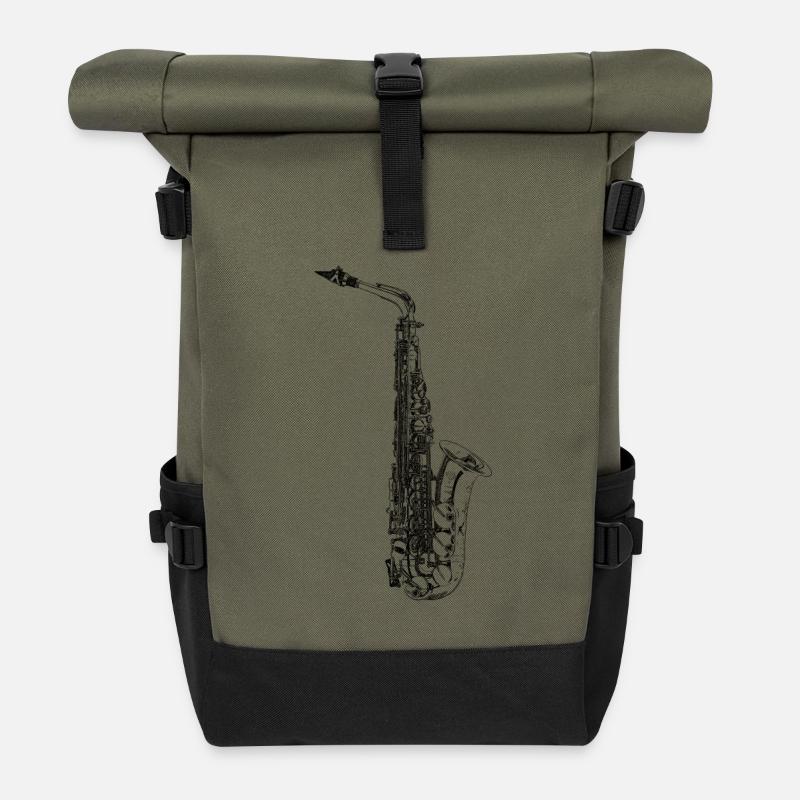 Saxophon - Rolltop Rucksack - Olive/Schwarz