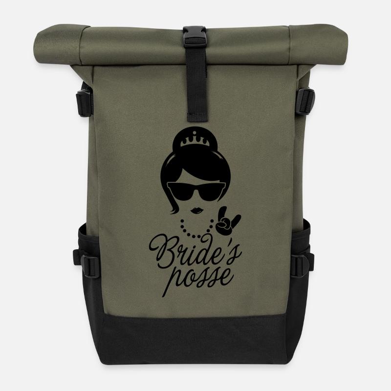 Team Bride Wedding Bridesmaids Stag do Hen night - Roll Top Backpack - olive/black