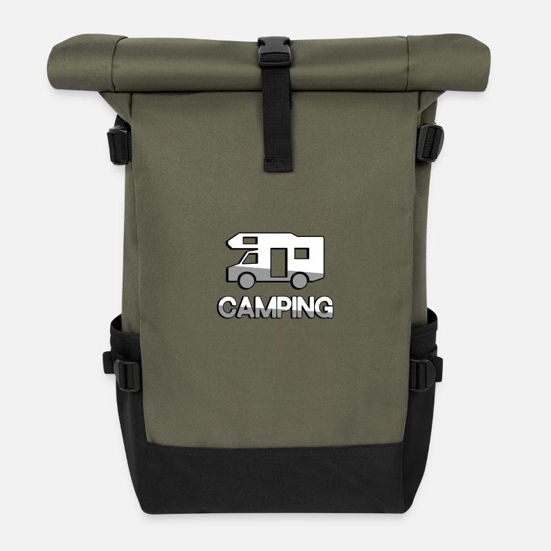 CAMPING + Wohnwagen - Camping - Rolltop Rucksack - Olive/Schwarz