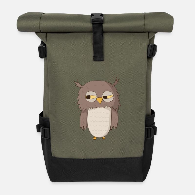 Kauz Eule - Rolltop Rucksack - Olive/Schwarz