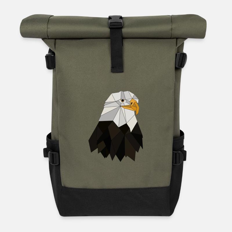 Adler geometrisch - Rolltop Rucksack - Olive/Schwarz