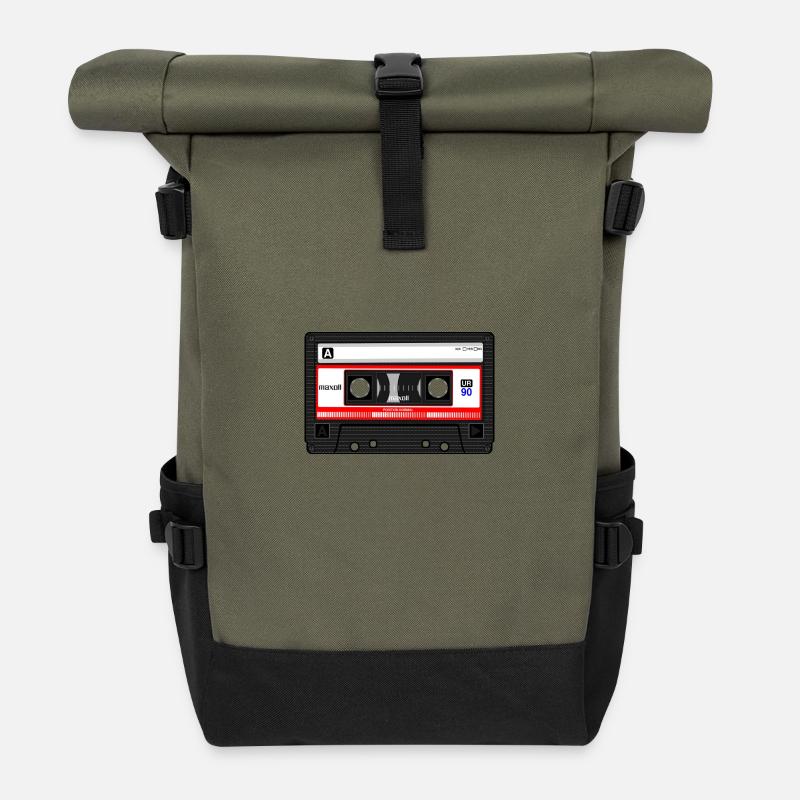 compact cassette - Roll Top Backpack - olive/black