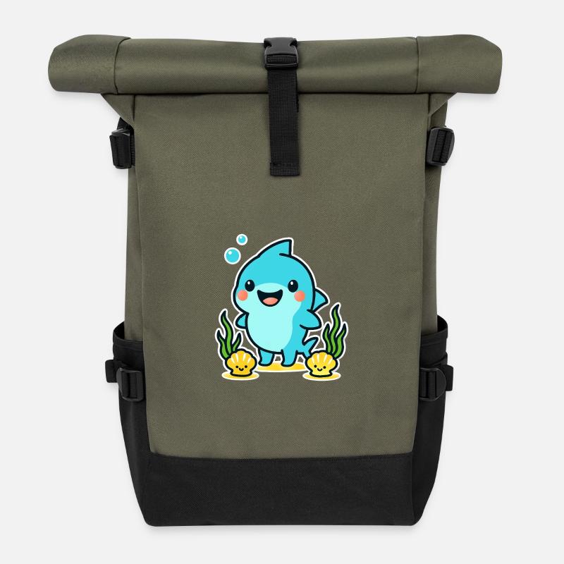 Dolphin Underwater Delight - Roll Top Backpack - olive/black