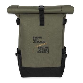 Ironisches Statement - Rolltop Rucksack - Olive/Schwarz - Vorne