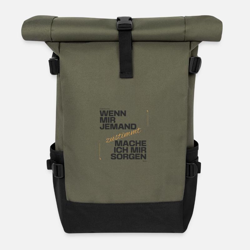 Ironisches Statement - Rolltop Rucksack - Olive/Schwarz