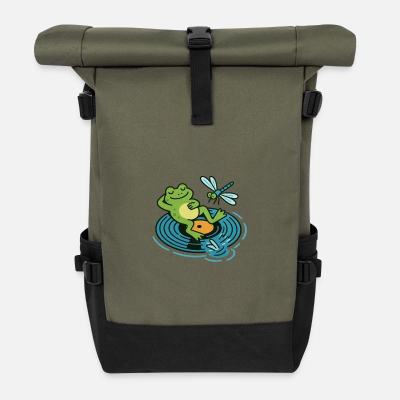 Groove et lys - Sac à dos roll top - olive/noir