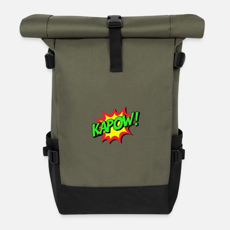 KAPOW Comic Explosion - Roll Top Backpack - olive/black