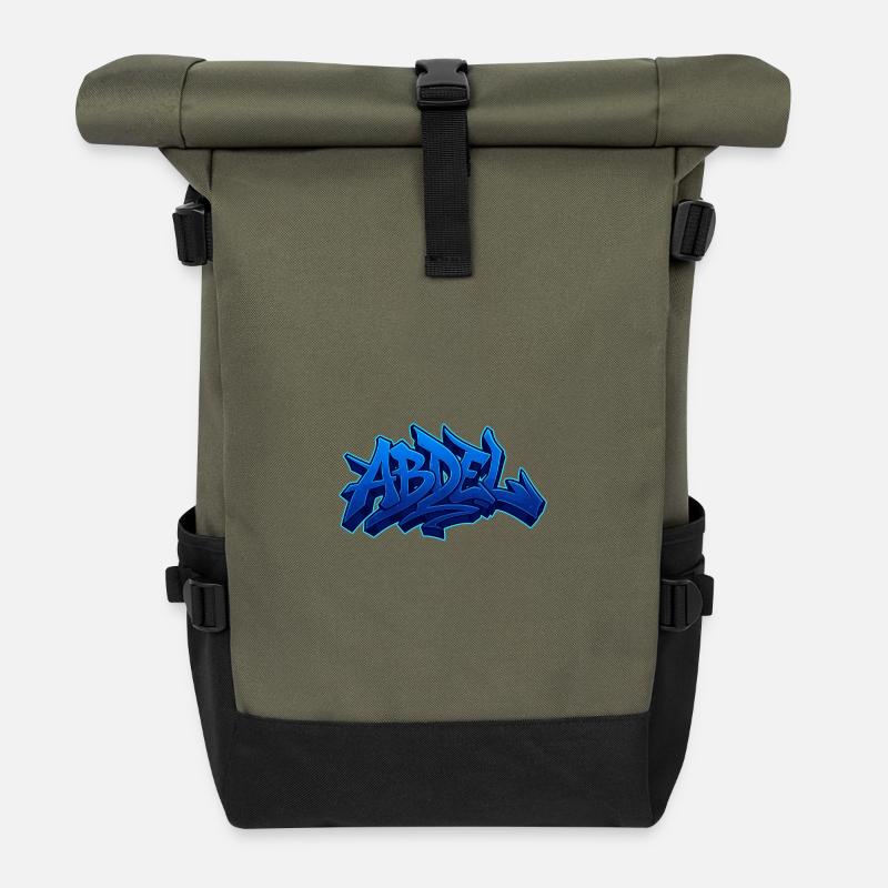 Graffiti Prénom Abdel cadeau idéal imprimable - Sac à dos roll top - olive/noir
