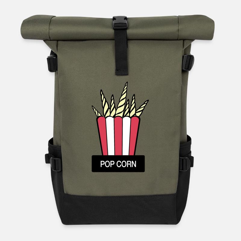 "POPCORN" - Rolltop Rucksack - Olive/Schwarz