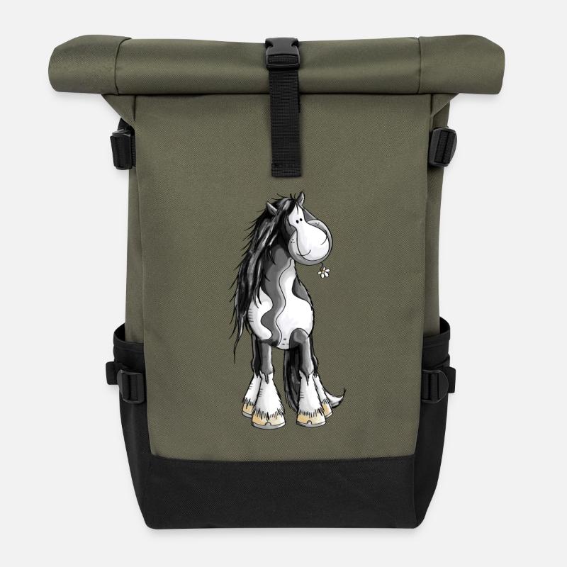 Tinker mit Blümchen - Rolltop Rucksack - Olive/Schwarz