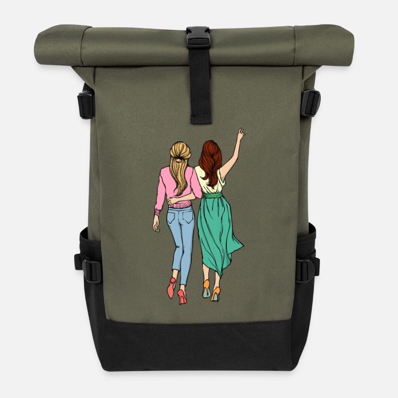 Meilleures amies - Sac à dos roll top - olive/noir