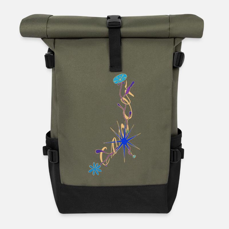 Cancer – Elegantes Sternzeichen und Blumen - Rolltop Rucksack - Olive/Schwarz