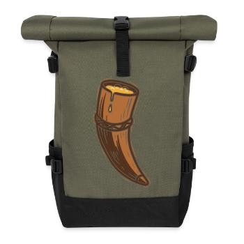 Honigiges Horn des Überflusses - Rolltop Rucksack - Olive/Schwarz - Vorne